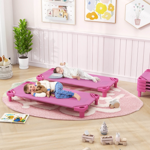 Costway Pack of 6 Kids Stackable Naptime Cot 52" L x 23" W Daycare Rest Mat