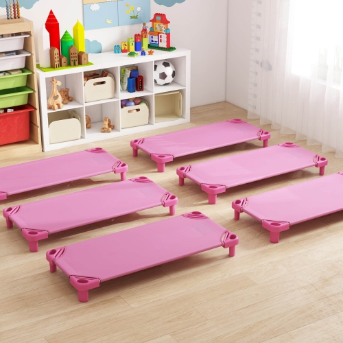 Costway Pack of 6 Kids Stackable Naptime Cot 52" L x 23" W Daycare Rest Mat