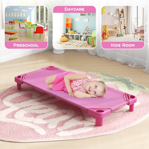 Costway Pack of 6 Kids Stackable Naptime Cot 52" L x 23" W Daycare Rest Mat