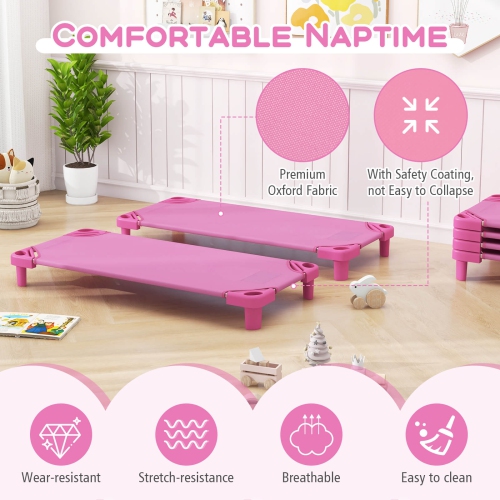 Costway Pack of 6 Kids Stackable Naptime Cot 52" L x 23" W Daycare Rest Mat