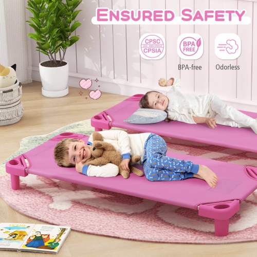 Costway Pack of 6 Kids Stackable Naptime Cot 52" L x 23" W Daycare Rest Mat