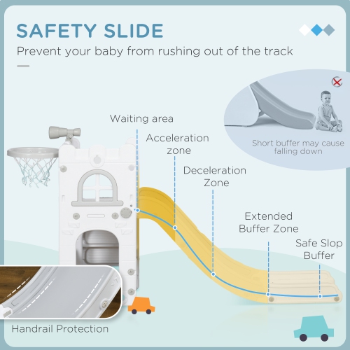 Glissoire pour tout-petits de Qaba, 4 en 1 pour enfants âgés de 1-3 ans avec panier de basketball, bloc d'escalade, télescope, panier de rangement,