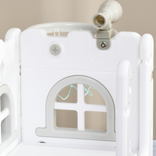 Glissoire pour tout-petits de Qaba, 4 en 1 pour enfants âgés de 1-3 ans avec panier de basketball, bloc d'escalade, télescope, panier de rangement,