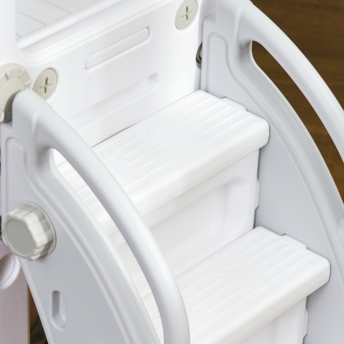 Qaba 6-in-1 Kids Slide and Swing Set with Telescope, Basketball Hoop, Climber, Baby Toddler Swing Set Indoor Playground with Storage Space, for Aged