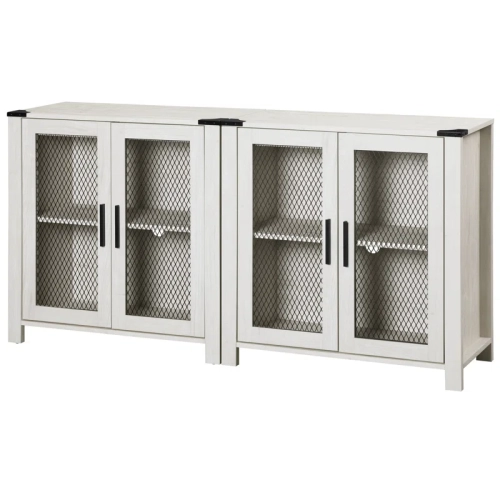 WAMAPT Sideboard Buffet Cabinets with 4-Mesh Door, Kitchen Storage Cabinets with Adjustable Shelf for Dining, Living and bed Room, Antique White