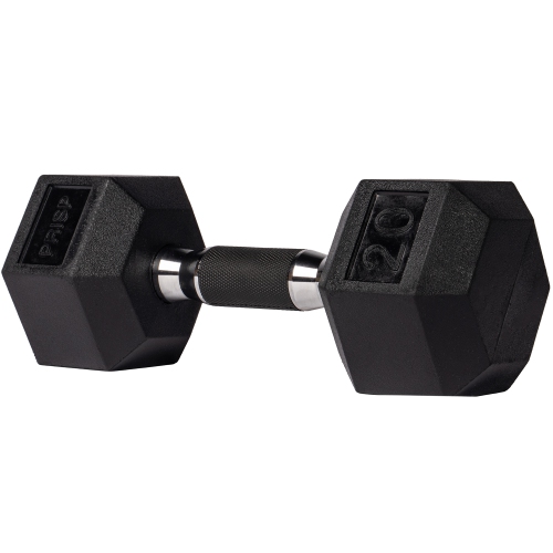 Haltères hexagonaux recouverts de caoutchouc PRISP - poids à main en fonte pour gym à domicile, exercice et mise en forme avec prise en caoutchouc;