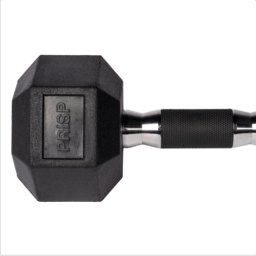 Haltères hexagonaux recouverts de caoutchouc PRISP - poids à main en fonte pour gym à domicile, exercice et mise en forme avec prise en caoutchouc;