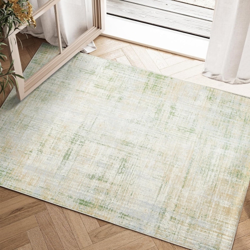 NIERBO  2 X 3 Area Rug - Abstract Entryway Rug Sketch Distressed Multi Print Rug Washable Rug Colorful Overdyed Rug Door Mat Low Pile Rug Non Slip