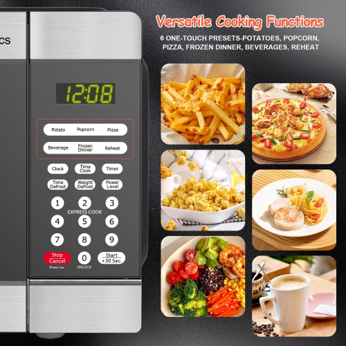 Four à micro-ondes de comptoir de 1,1 pi3 de LIVINGBasics, 1000 W, technologie Inverter intégrée avec éclairage DEL, verrou de sécurité, plateau