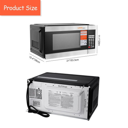 Four à micro-ondes de comptoir de 1,1 pi3 de LIVINGBasics, 1000 W, technologie Inverter intégrée avec éclairage DEL, verrou de sécurité, plateau