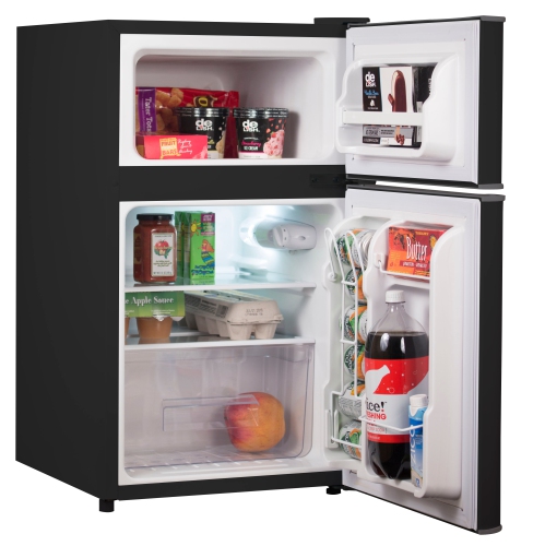 BLACK + DECKER BCRDK32B Door Mini Fridge with Separate Freezer – Small, Drinks and Food in Dorm, Office, Apartment, or RV Camper Compact