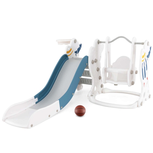 Costway Toddler Slide and Swing Set 4-in-1 Indoor Playground with Extended Slide & Swing