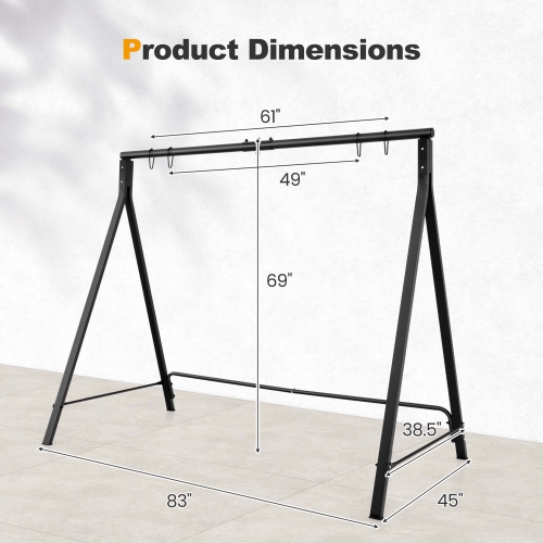 Costway Outdoor Porch Swing Frame Patio Metal Swing Stand with A-Shaped Structure