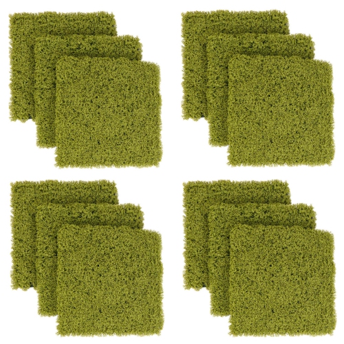 Costway 12 PCS Faux Green Moss Panels withInsertable Branches Stable X-shaped structure