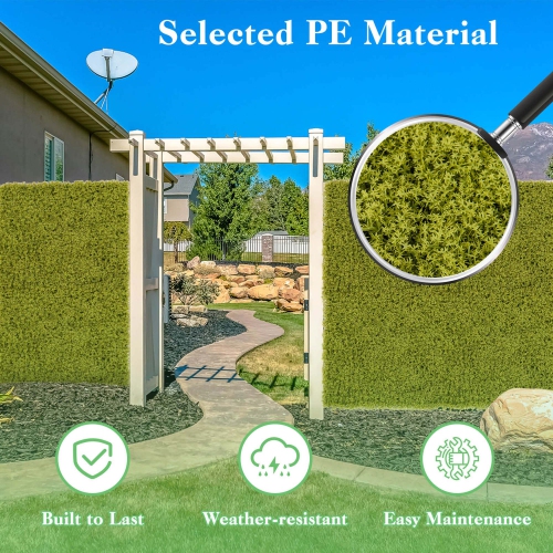 Costway 12 PCS Faux Green Moss Panels withInsertable Branches Stable X-shaped structure