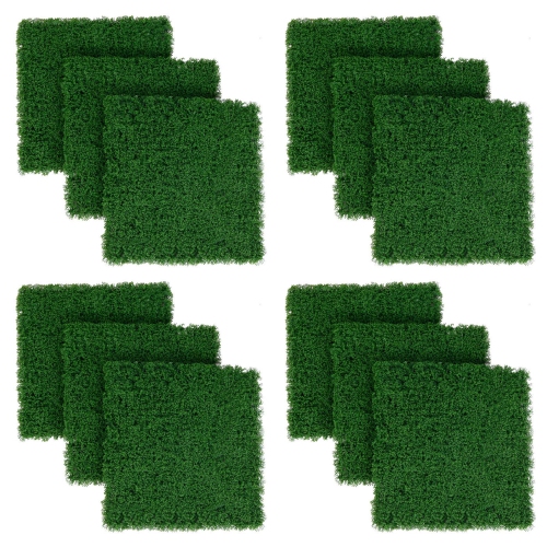 Costway 12 PCS Faux Green Moss Panels withInsertable Branches Stable X-shaped structure
