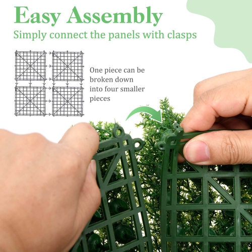 Costway 12 PCS Faux Green Moss Panels withInsertable Branches Stable X-shaped structure