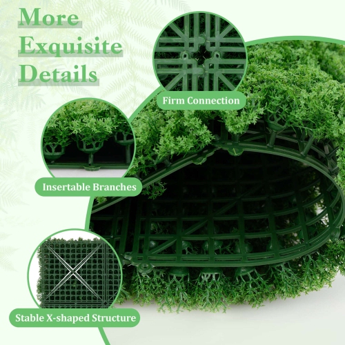 Costway 12 PCS Faux Green Moss Panels withInsertable Branches Stable X-shaped structure