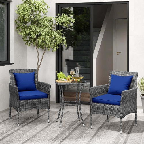 Costway 3 PCS Patio Furniture Set with Cushioned Patio Chairs & Tempered Glass Coffee Table