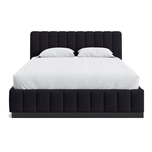 Valencia Reese Velvet Fabric Queen Bed Frame, Navy Blue