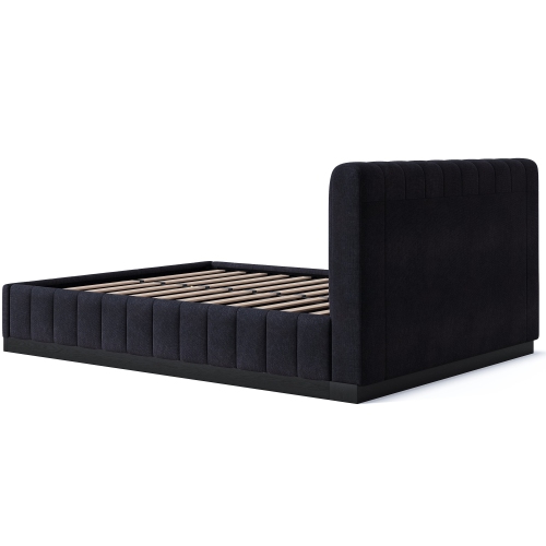 Valencia Reese Velvet Fabric Queen Bed Frame, Navy Blue