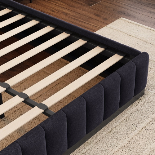 Valencia Reese Velvet Fabric Queen Bed Frame, Navy Blue