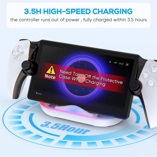 Charging Stand for PlayStation Portal,Portable Charge Dock Station forPortal with 14 RGB Light Modes and Type-C Cable,Charger Base for PS Portal