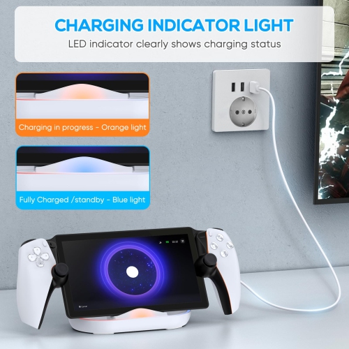 Charging Stand for PlayStation Portal,Portable Charge Dock Station forPortal with 14 RGB Light Modes and Type-C Cable,Charger Base for PS Portal