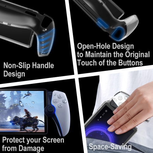 Clear Case with Screen Protectors for Playstation Portal- Soft TPU Back Case,Anti-Scratch Protective Clear Cover Skin and 2-Pack Tempered Glass