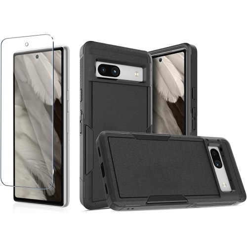 Google Pixel Case 7a 6.1-inch with Tempered Glass Screen Protector Full Body Military Grade Drop Protection Shockproof