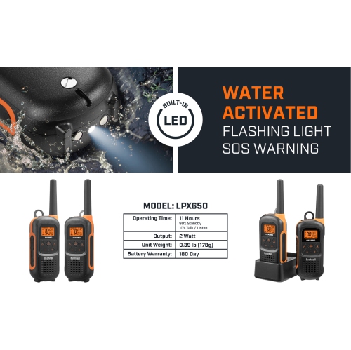 OPENBOX Bushnell Adventure 68KM Two Way Radios - FRS 2 Watt Long Range Rechargeable Walkie Talkie 2 Pack | LPX650