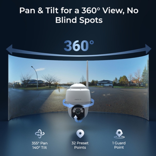 Reolink 4K Pan & Tilt Wireless WiFi Seucrity Camera, Battery/Solar Powered, 5/2.4 GHz Dual-Band WiFi, Two Way Audio, Argus PT Ultra