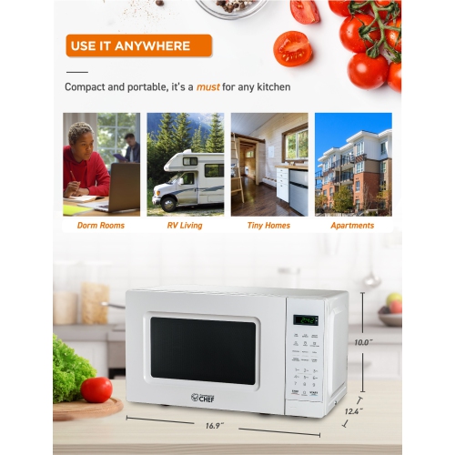 COMMERCIAL CHEF 0.7 Cu.Ft Countertop Microwave Oven