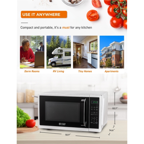 COMMERCIAL CHEF 0.9 Cu.Ft Countertop Microwave Oven