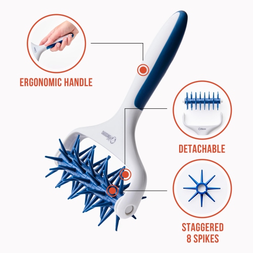 Chef Pomodoro Plastic Pizza Dough Roller - Durable Pizza Docker, Dough Docker, Pizza Dough Docker, Pizza Docker Roller (Teal)