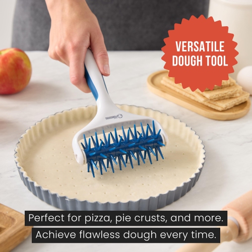 Chef Pomodoro Plastic Pizza Dough Roller - Durable Pizza Docker, Dough Docker, Pizza Dough Docker, Pizza Docker Roller (Teal)