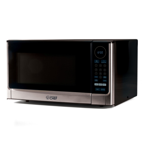 Commercial Chef CHM14110S6C Countertop Microwave Oven, 1100 Watts, Small Compact Size, 10 Power Levels, Stainless Steel