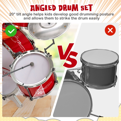 Costway Jazz Drum Set for Toddler Kids Educational Toy w/Keyboard Cymbal Microphone