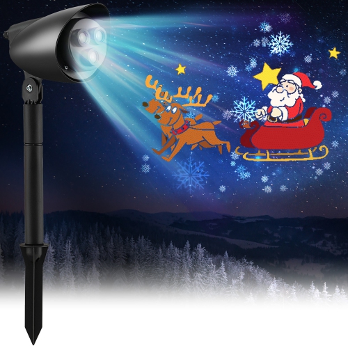 COSTWAY  Christmas Projector Light Led Projection Lamp With Lawn Stake & 3 Led Lights