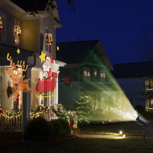 Costway Christmas Projector Light LED Projection Lamp with Lawn Stake & 3 LED Lights