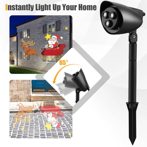 Costway Christmas Projector Light LED Projection Lamp with Lawn Stake & 3 LED Lights