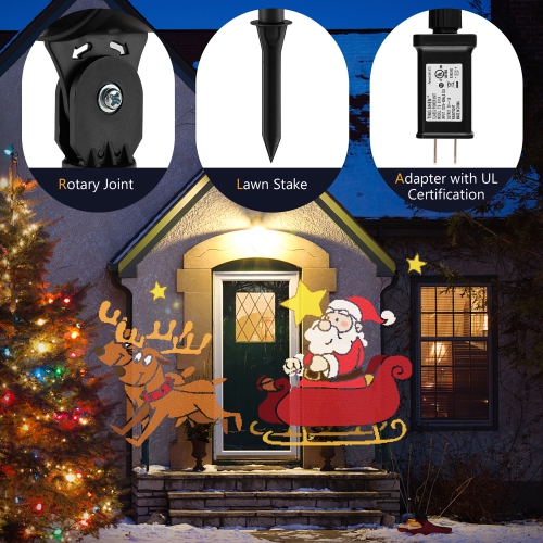Costway Christmas Projector Light LED Projection Lamp with Lawn Stake & 3 LED Lights