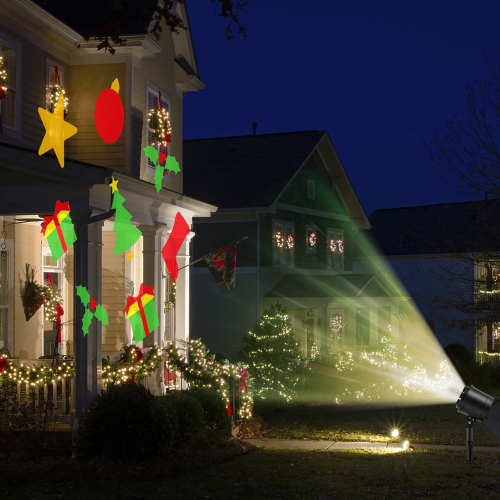 Costway Christmas Projector Light LED Projection Lamp with Lawn Stake & 5 LED Lights