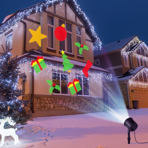 Costway Christmas Projector Light LED Projection Lamp with Lawn Stake & 5 LED Lights