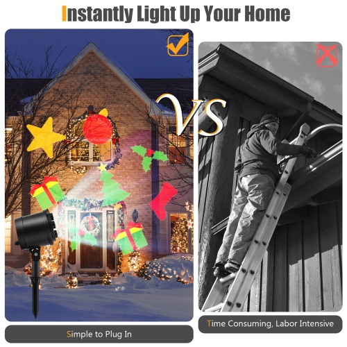 Costway Christmas Projector Light LED Projection Lamp with Lawn Stake & 5 LED Lights