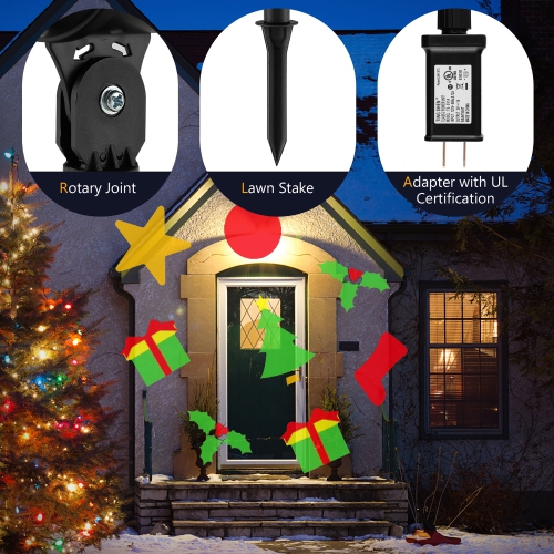 Costway Christmas Projector Light LED Projection Lamp with Lawn Stake & 5 LED Lights