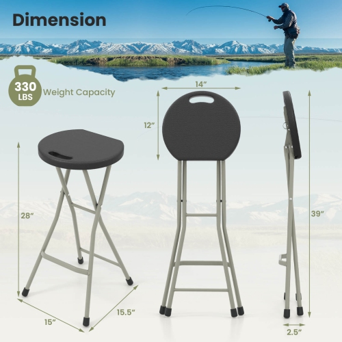 Costway 2 PCS Portable Folding Stools Lightweight Fishing Stool with 330 lbs Limited