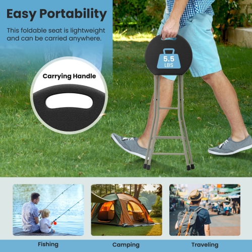 Costway 2 PCS Portable Folding Stools Lightweight Fishing Stool with 330 lbs Limited