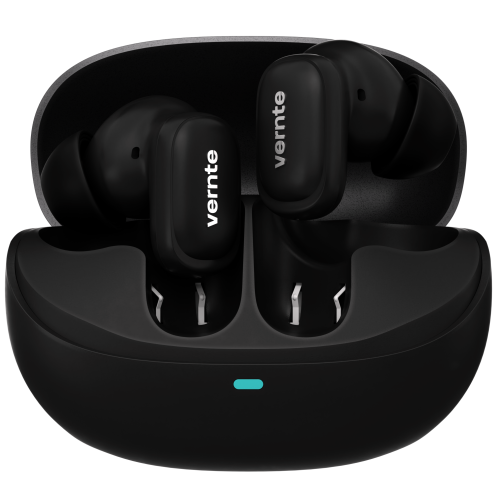 Écouteurs boutons sans fil à suppression du bruit Vernte, connectivité multipoint, assistant vocal, temps de lecture 140 h, étanche IPX6 Basses