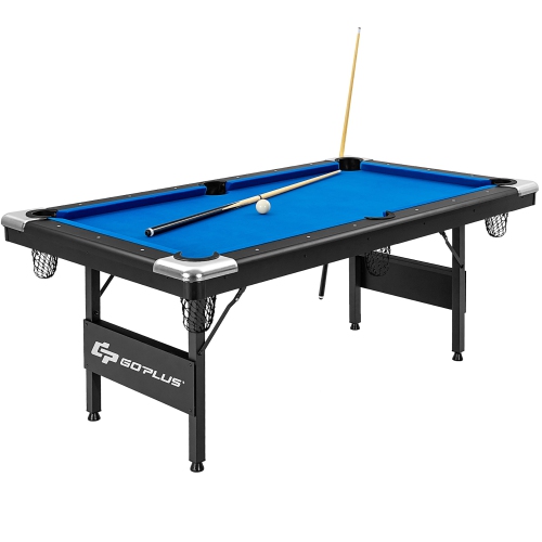 Table de billard pliable de 6 pi de Goplus, 76 po, idéale pour les enfants et les adultes bleus